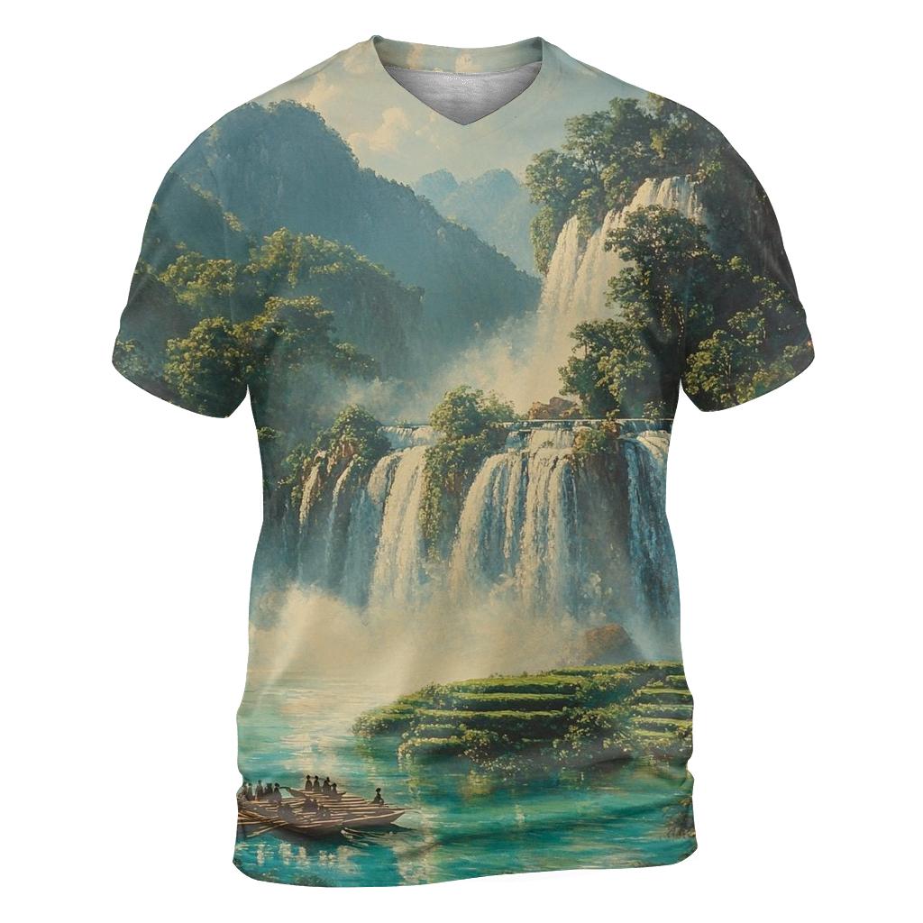 Ban Gioc Waterfall Cao Bang trendy printed shirt styles
