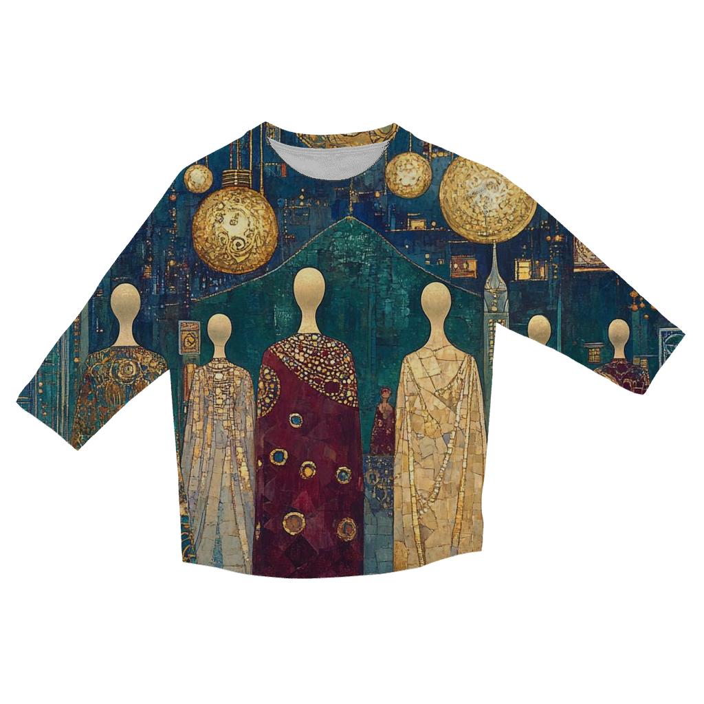 Klimt Inspired Golden Festival Night cotton quarter sleeve shirts