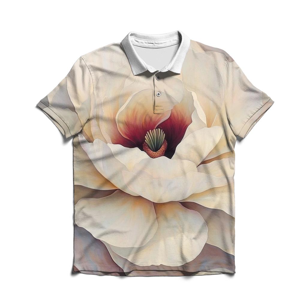 Georgia O Keeffe Inspired Desert Flowers branded logo polo shirts