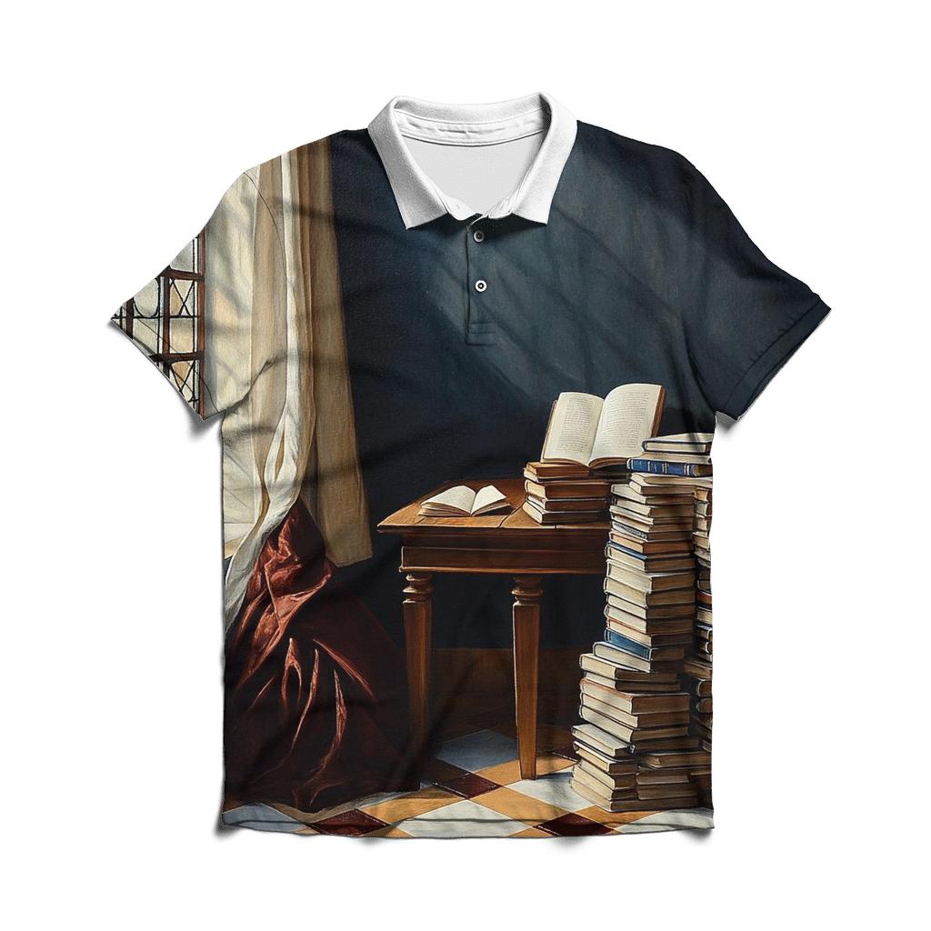 Vermeer Inspired Quiet Library Corner casual sports polo shirts