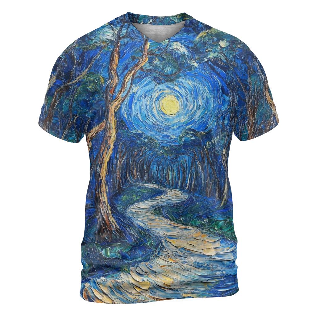 Van Gogh Inspired Starry Forest Path custom all-over print shirts
