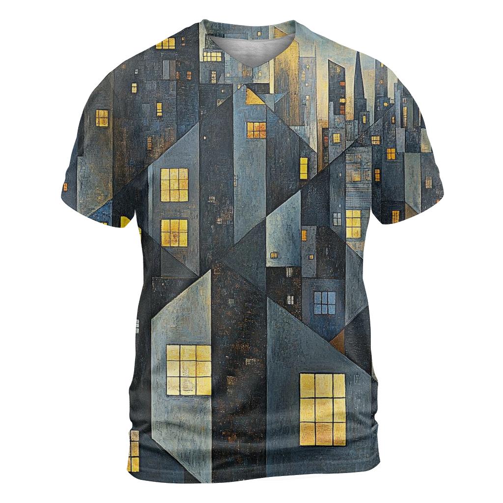 Picasso Inspired Cubist Citylights artistic all-over print tops