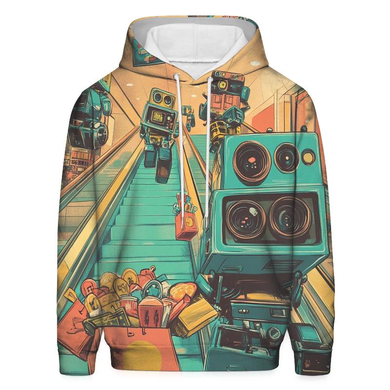 Retro Robot Mall Escalator Chaos lightweight hoodies