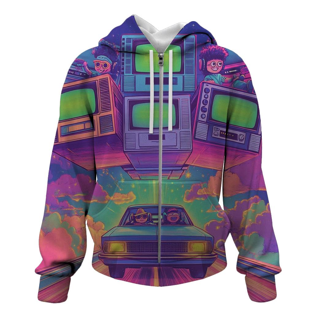 Time Traveling TV Head Road Trip pullover hoodies