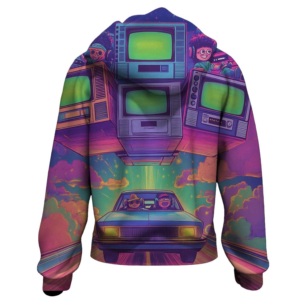 Time Traveling TV Head Road Trip pullover hoodies