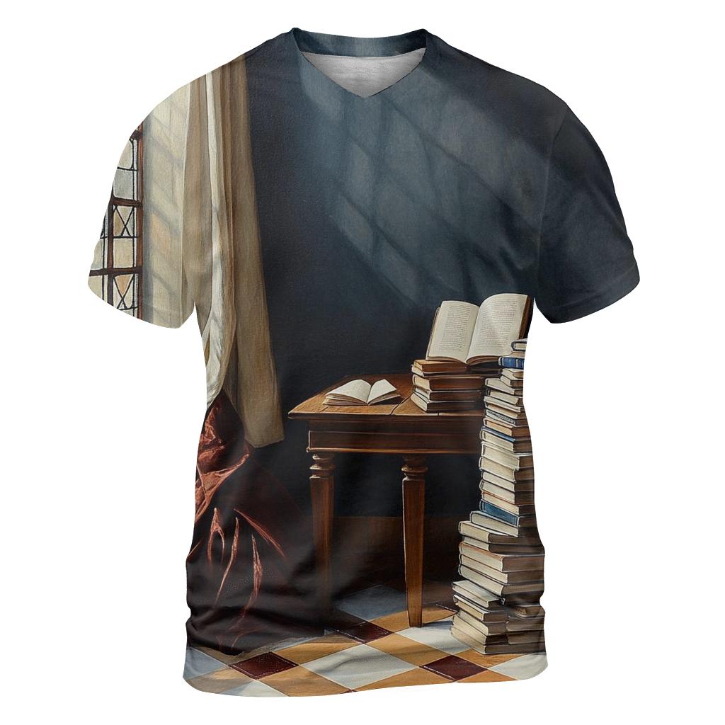 Vermeer Inspired Quiet Library Corner designer pattern shirts