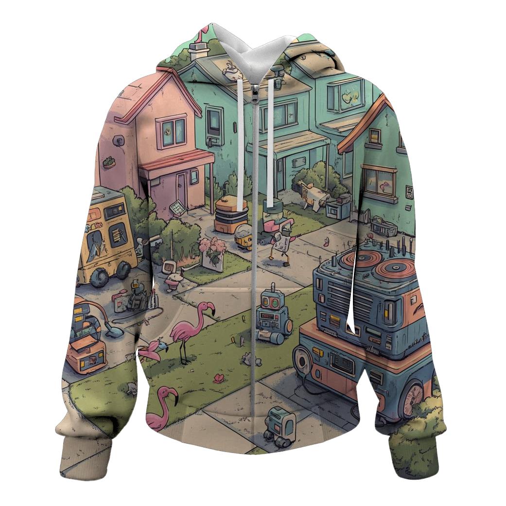 Suburban Robot Yard Sale Mayhem hoodie designs