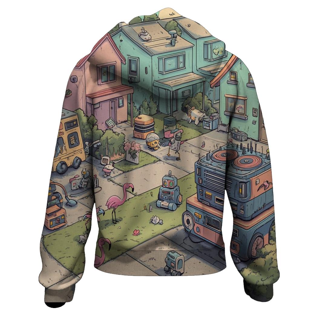 Suburban Robot Yard Sale Mayhem hoodie designs
