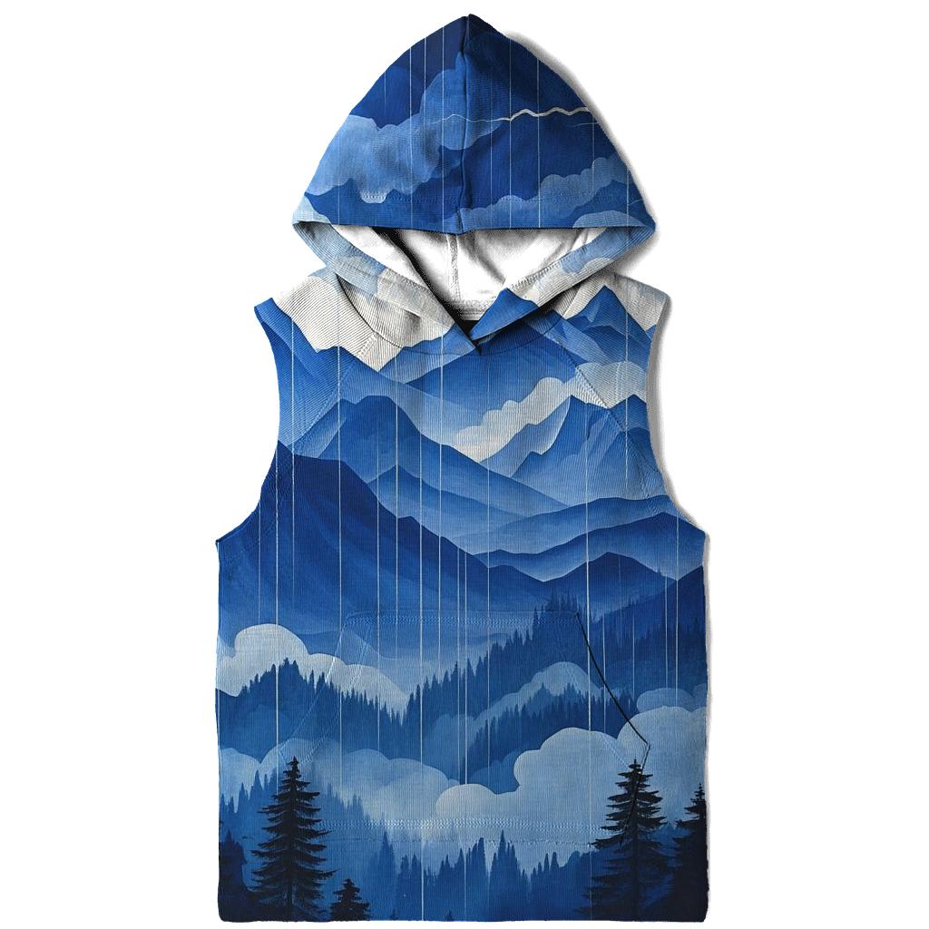 Hokusai Inspired Thunderstorm Over Mountains embroidered hoodies