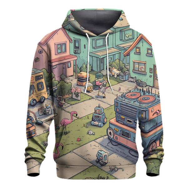 Suburban Robot Yard Sale Mayhem zip-up hoodies