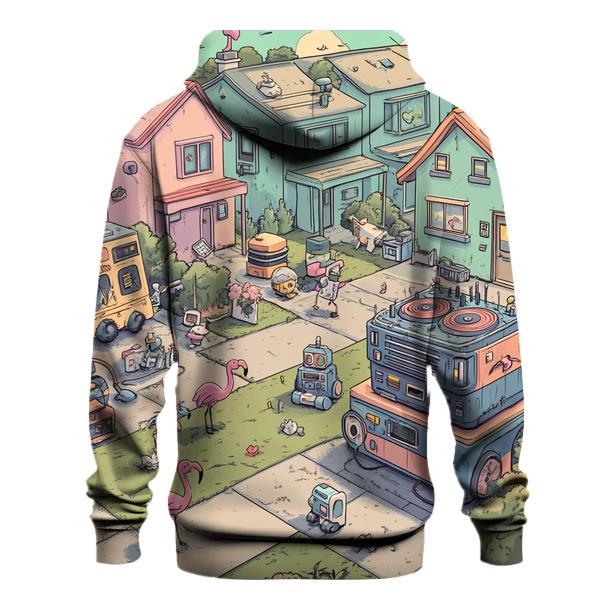 Suburban Robot Yard Sale Mayhem zip-up hoodies