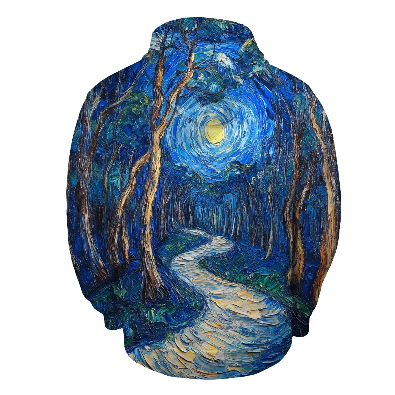 Van Gogh Inspired Starry Forest Path lightweight hoodies