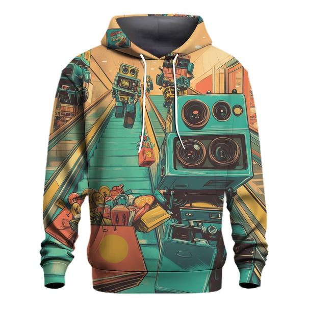Retro Robot Mall Escalator Chaos premium hoodies
