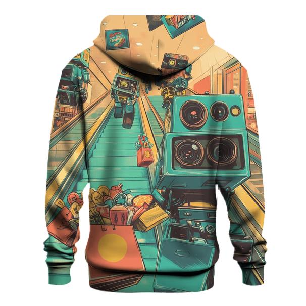 Retro Robot Mall Escalator Chaos premium hoodies
