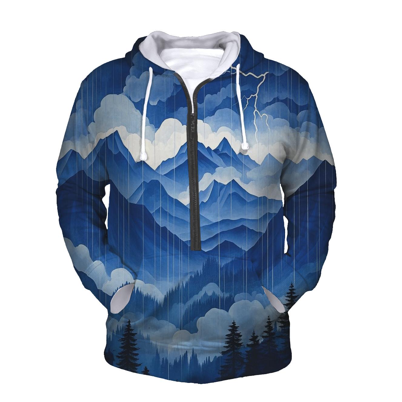 Hokusai Inspired Thunderstorm Over Mountains hoodie styles