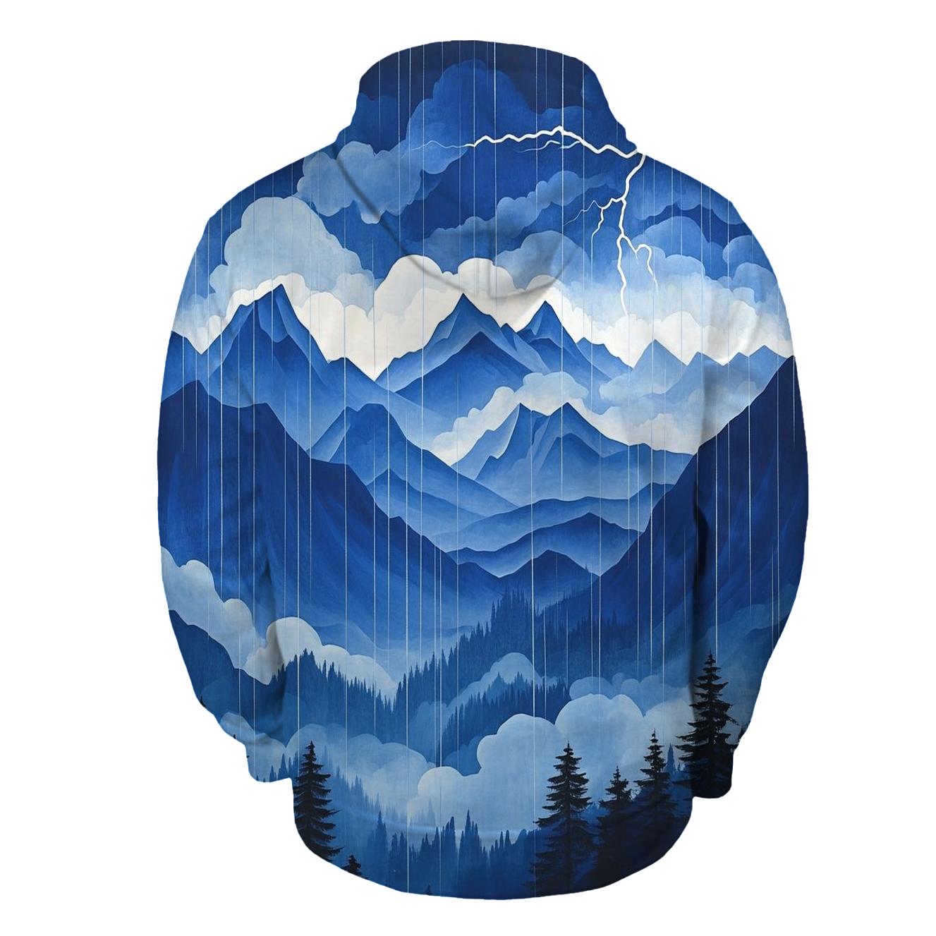 Hokusai Inspired Thunderstorm Over Mountains hoodie styles