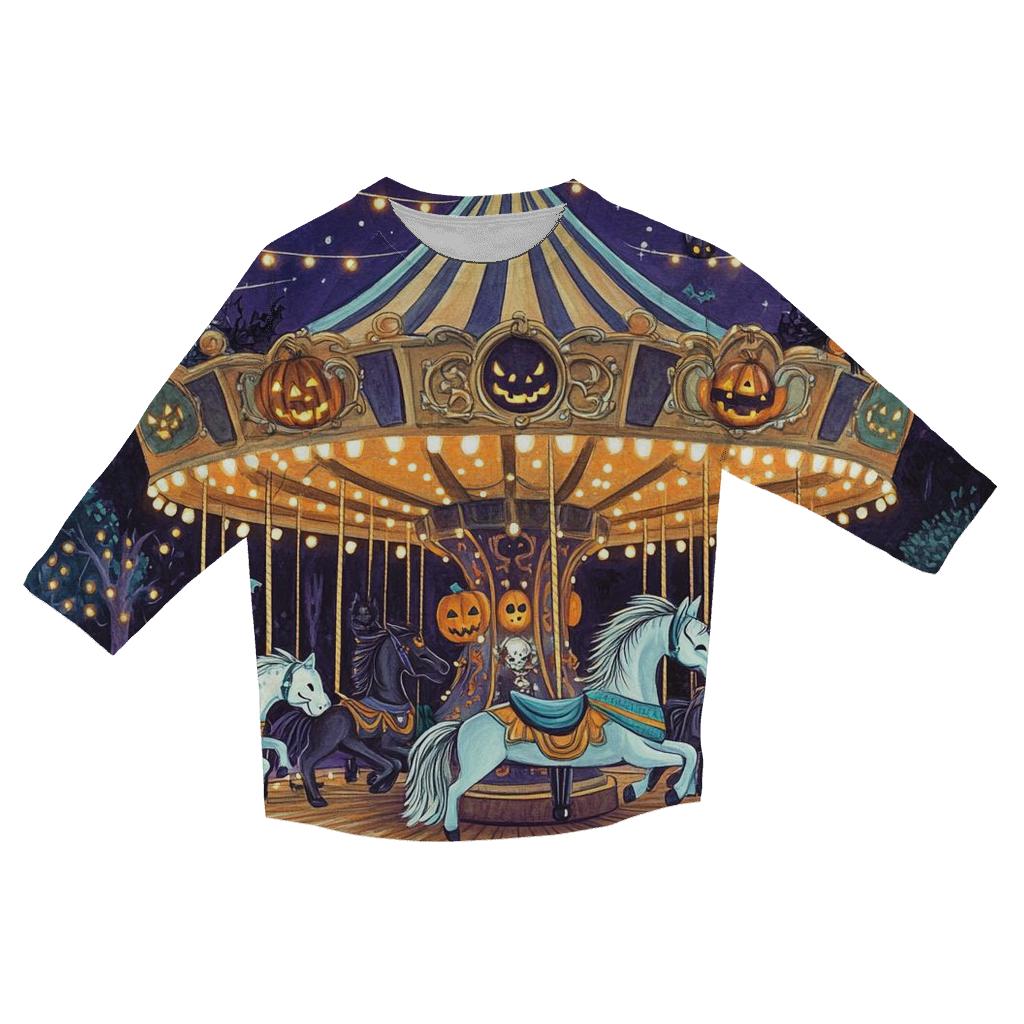 Midnight Carnival With Spooky Carousel Creatures personalized 3/4 sleeve tees
