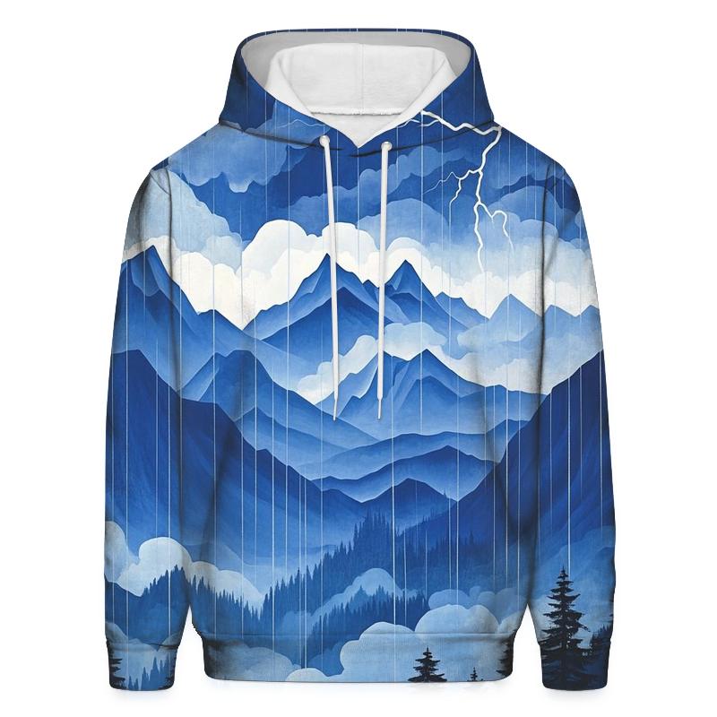Hokusai Inspired Thunderstorm Over Mountains zip-up hoodies