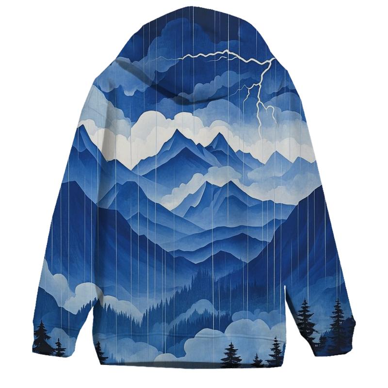 Hokusai Inspired Thunderstorm Over Mountains zip-up hoodies