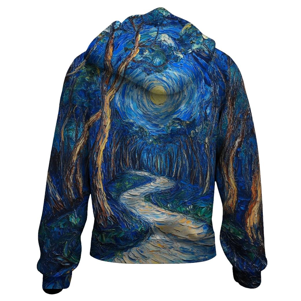 Van Gogh Inspired Starry Forest Path hoodie trends