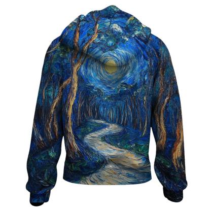 Van Gogh Inspired Starry Forest Path hoodie trends