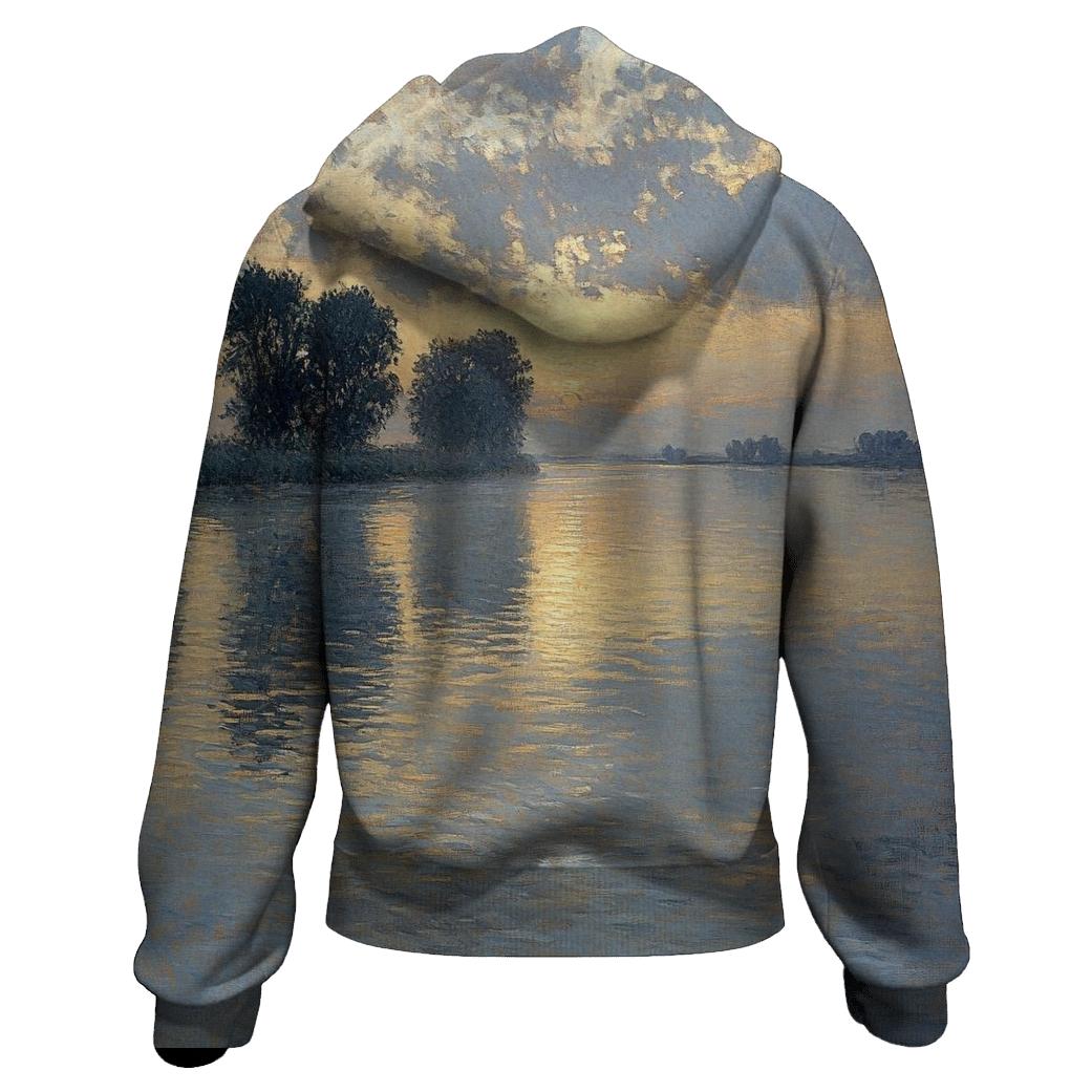 Monet Inspired Misty River Sunrise hoodies fashion