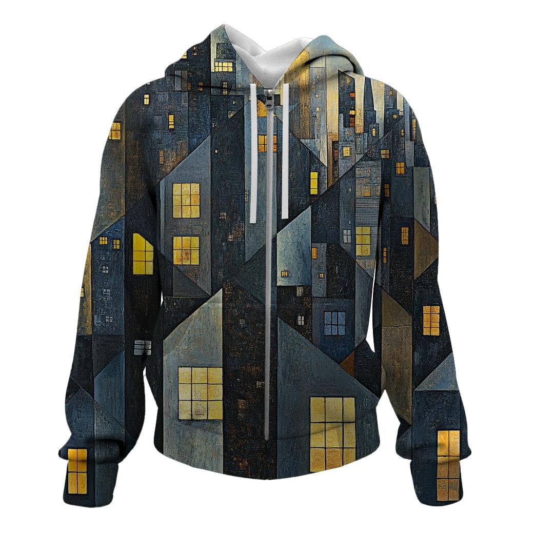 Picasso Inspired Cubist Citylights zip-up hoodies