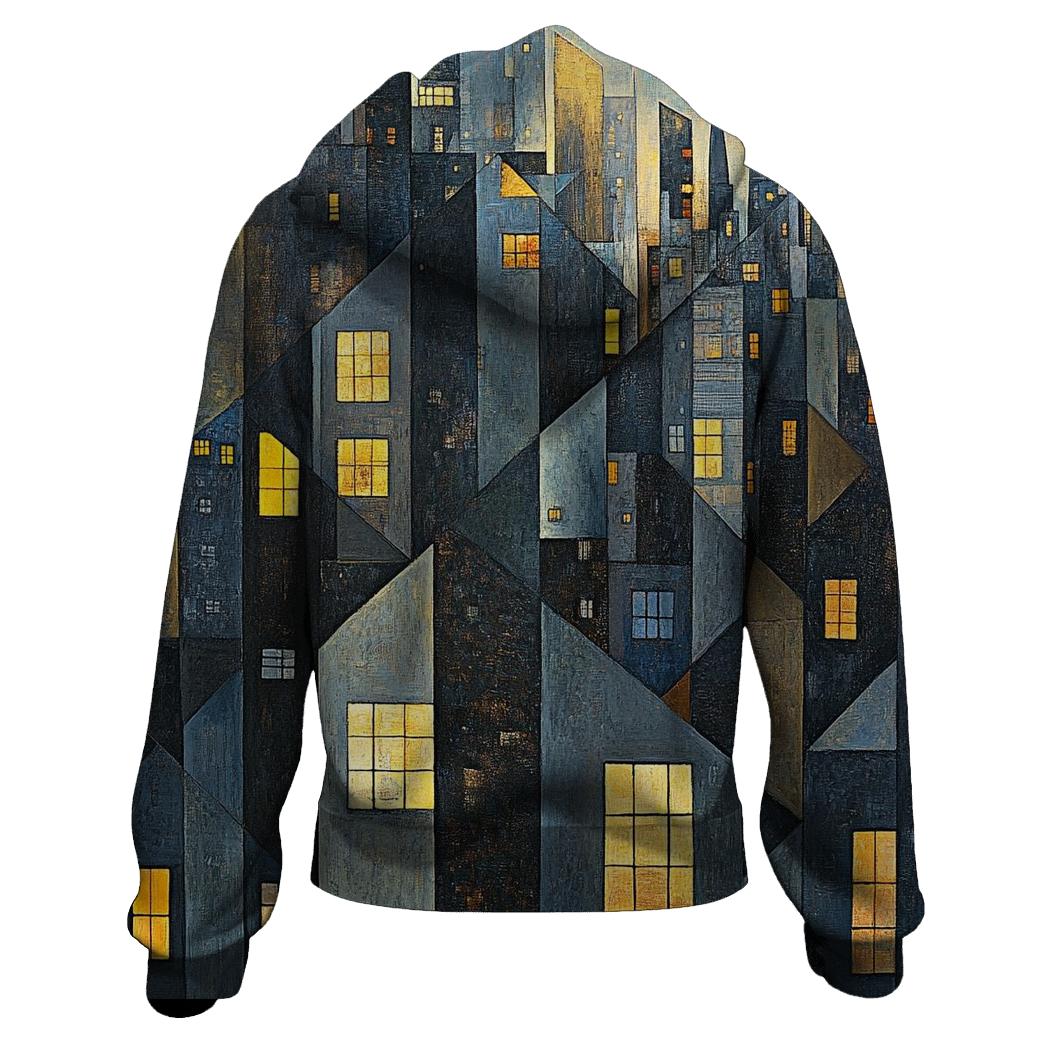Picasso Inspired Cubist Citylights zip-up hoodies