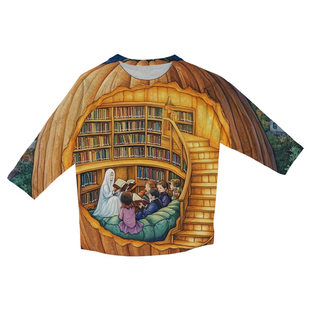 Pumpkin Library Of Spooky Stories cotton quarter sleeve shirts