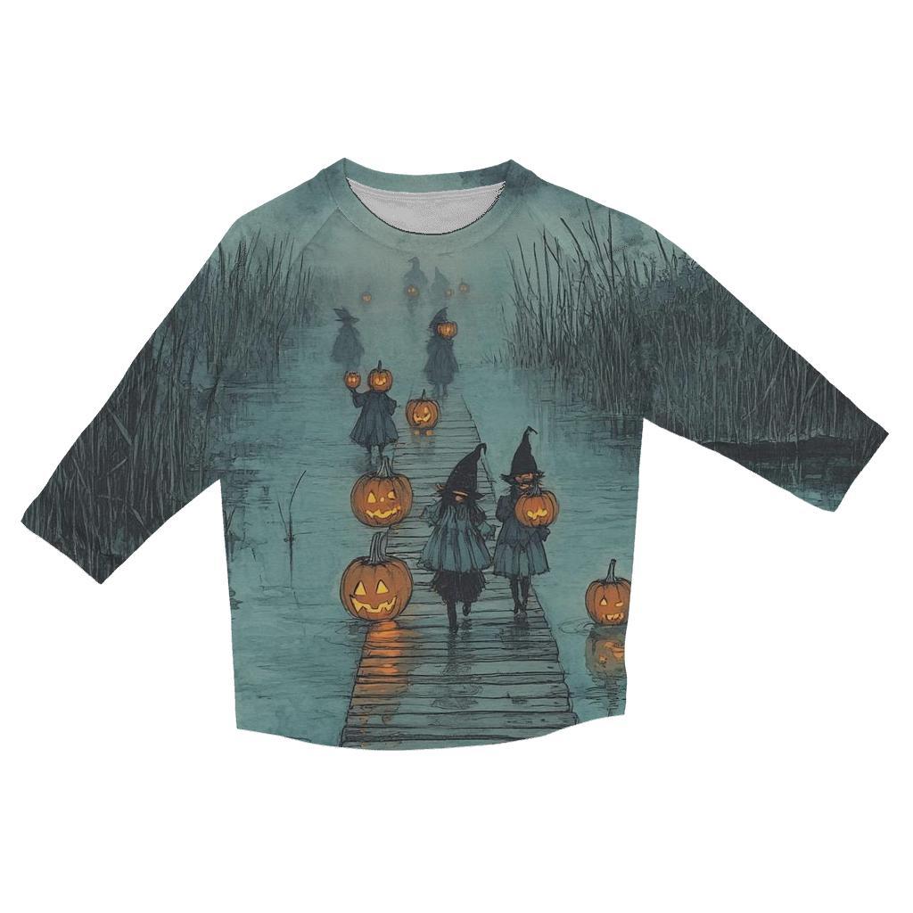 Lantern Parade In The Halloween Marshlands custom 3/4 sleeve shirts