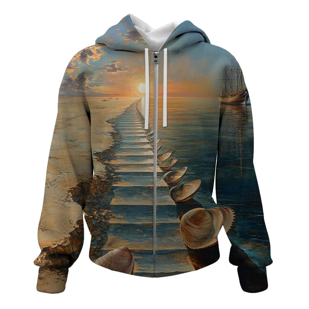 Salvador Dali Inspired Surreal Ocean Voyage lightweight hoodies