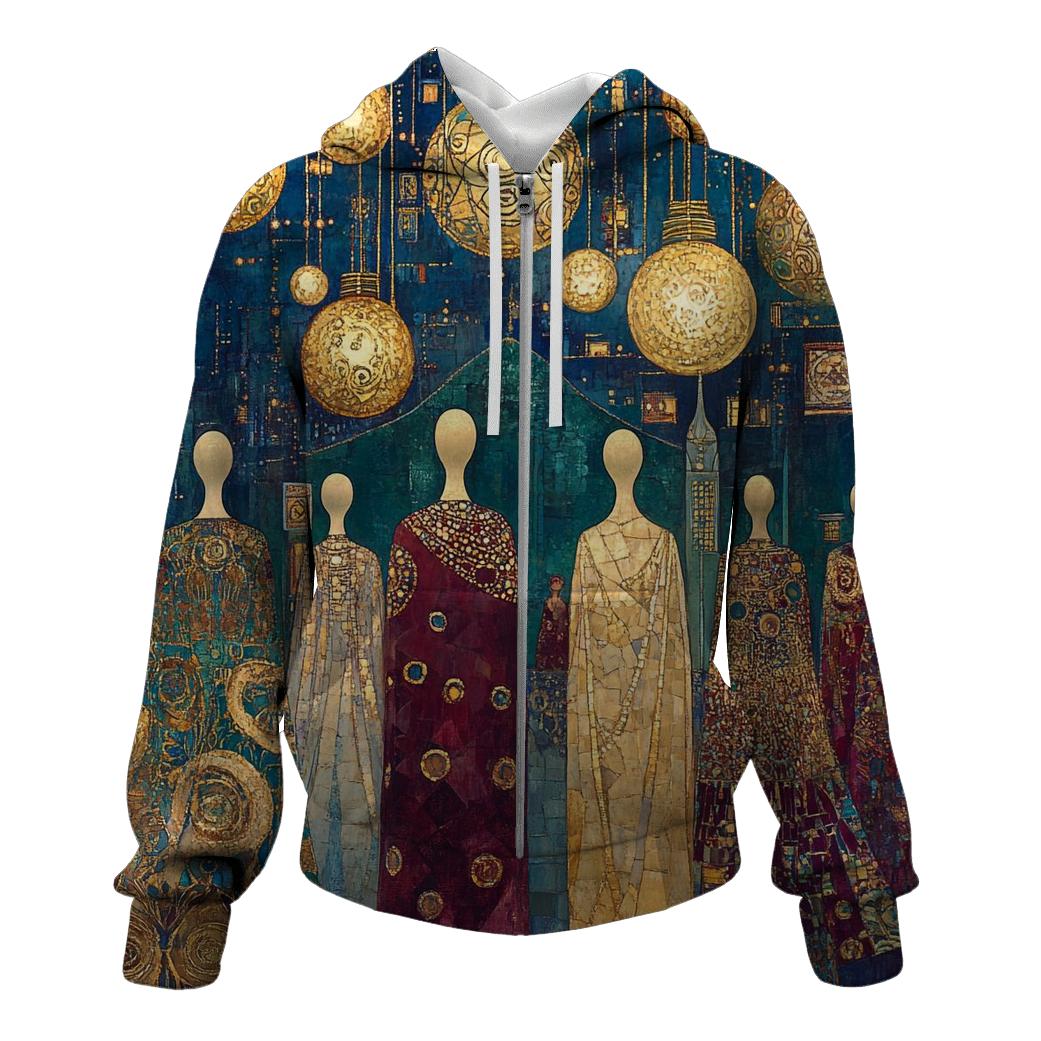 Klimt Inspired Golden Festival Night graphic hoodies