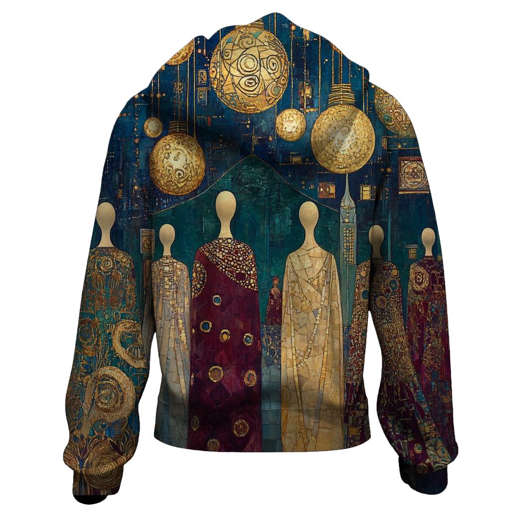 Klimt Inspired Golden Festival Night graphic hoodies