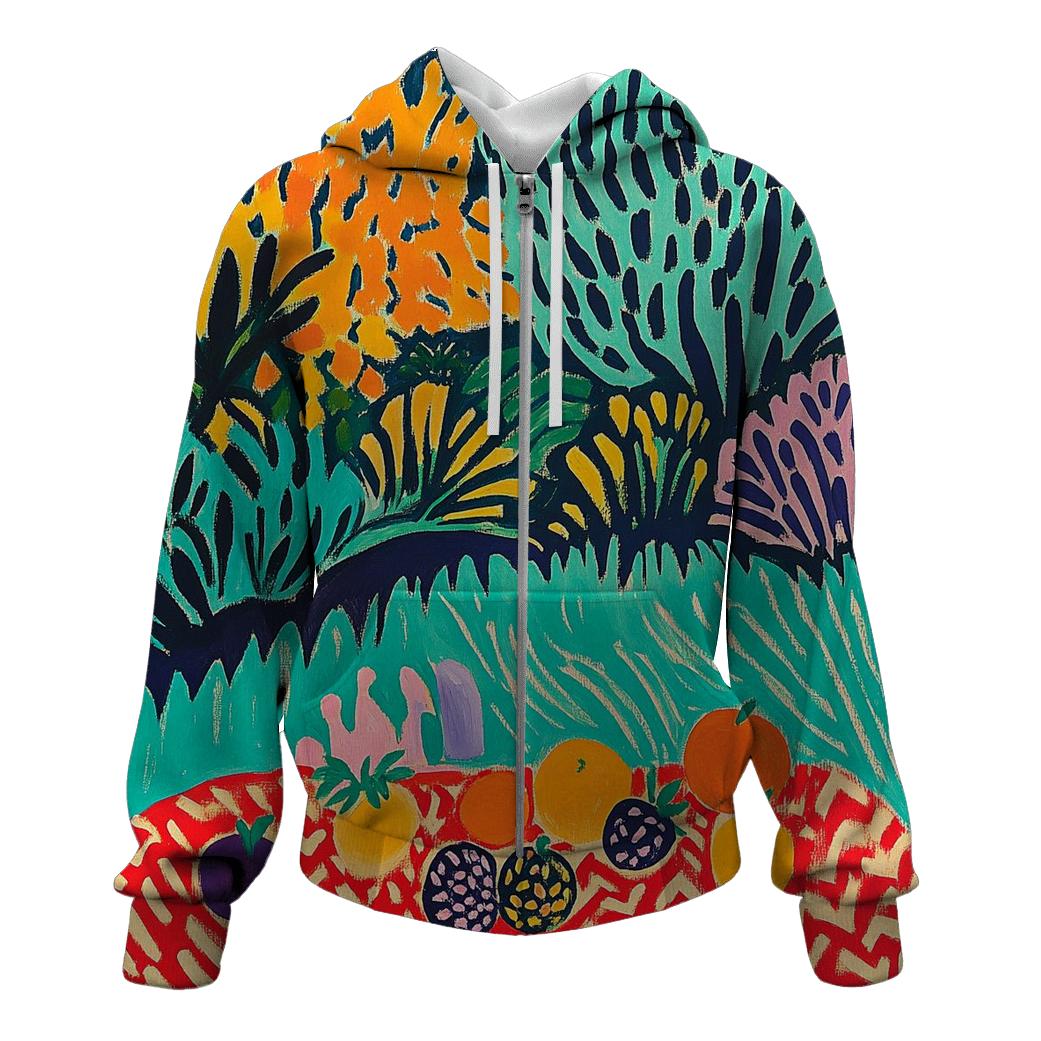 Matisse Inspired Joyful Garden Picnic zip-up hoodies