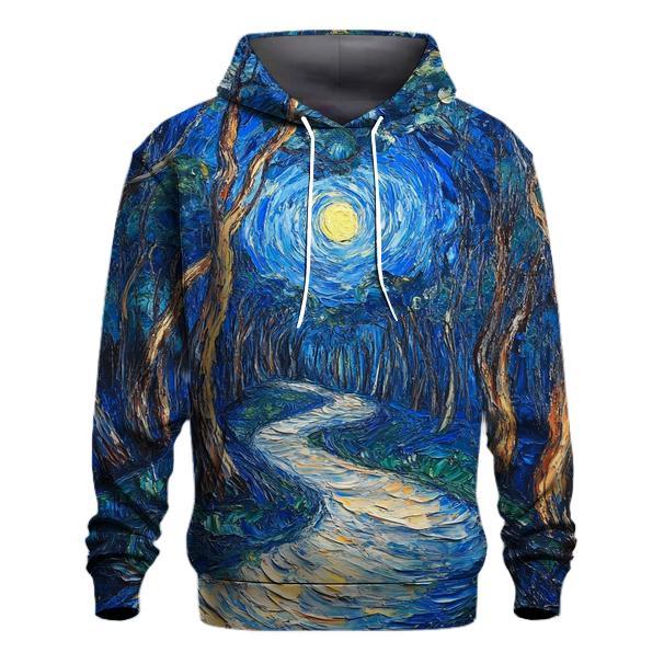 Van Gogh Inspired Starry Forest Path pullover hoodies