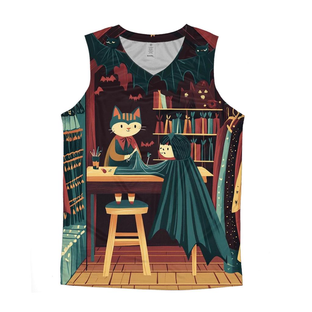 Spooky Costume Tailor Shop At Midnight custom tank tops