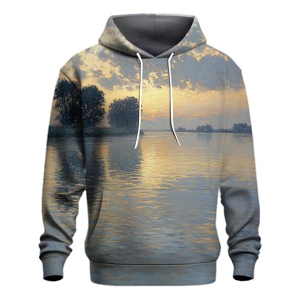 Monet Inspired Misty River Sunrise hoodie designs