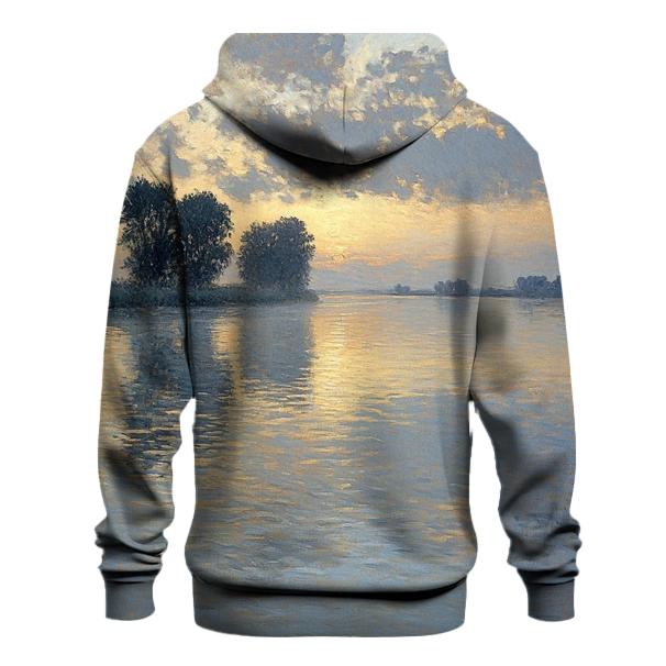 Monet Inspired Misty River Sunrise hoodie designs