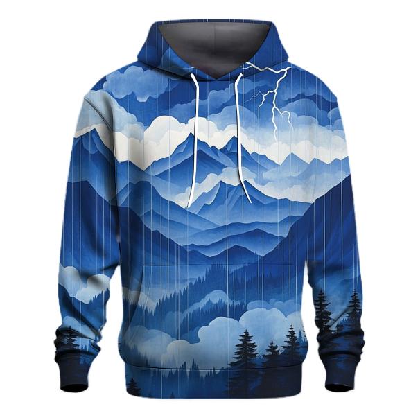 Hokusai Inspired Thunderstorm Over Mountains premium hoodies
