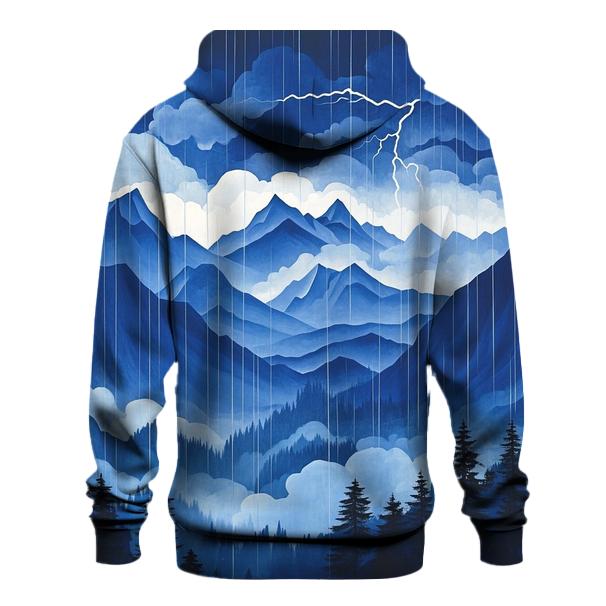 Hokusai Inspired Thunderstorm Over Mountains premium hoodies