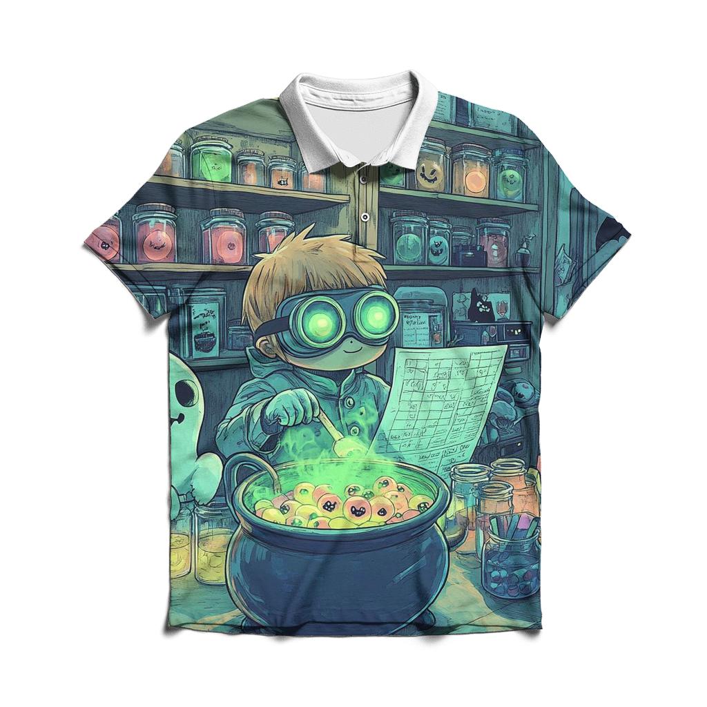 Candy Laboratory Haunted Experiment branded logo polo shirts