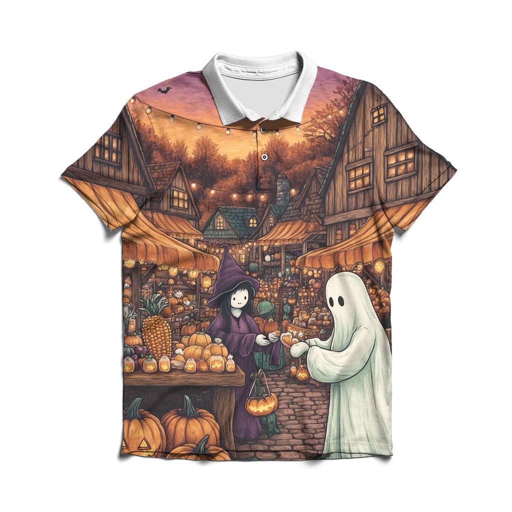 Haunted Harvest Market At Twilight casual sports polo shirts