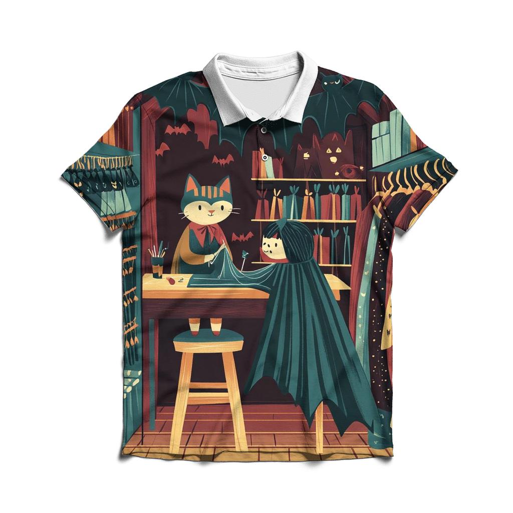 Spooky Costume Tailor Shop At Midnight casual sports polo shirts