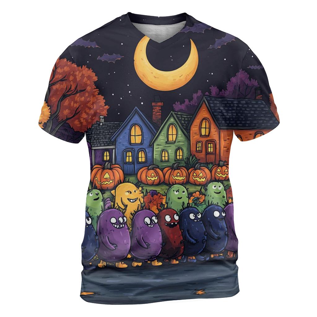 Halloween Parade Of Friendly Moonlit Monsters unique graphic print tees