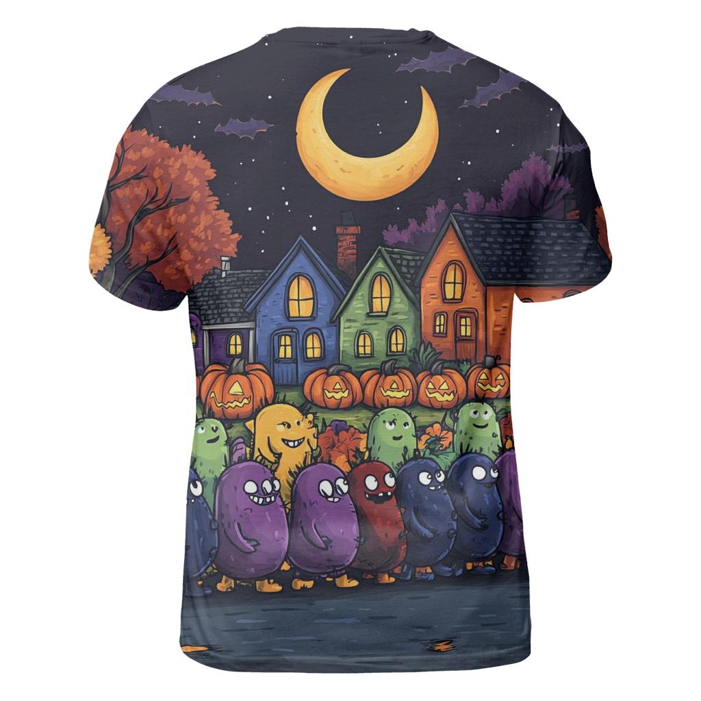 Halloween Parade Of Friendly Moonlit Monsters unique graphic print tees