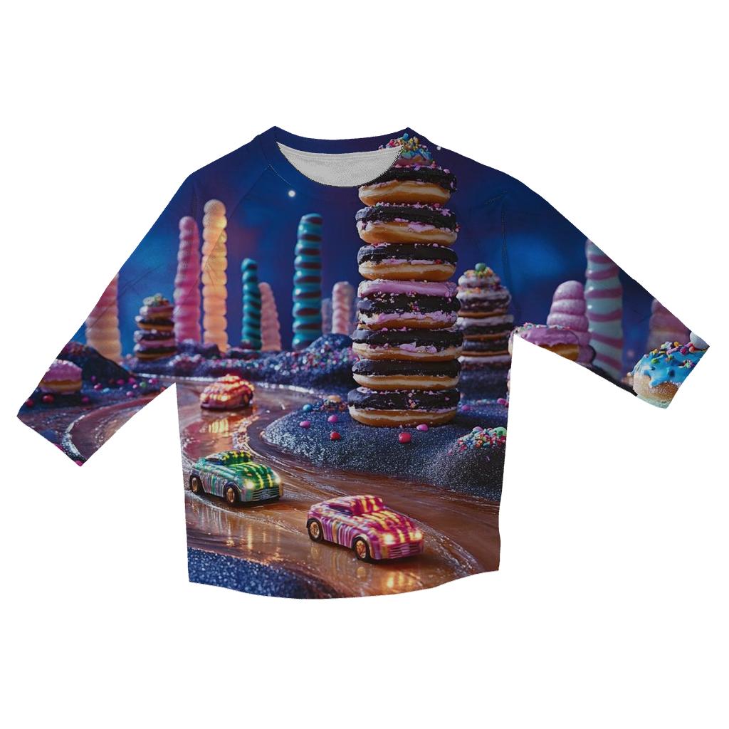 Midnight Donut City Skyline trendy 3/4 sleeve tops