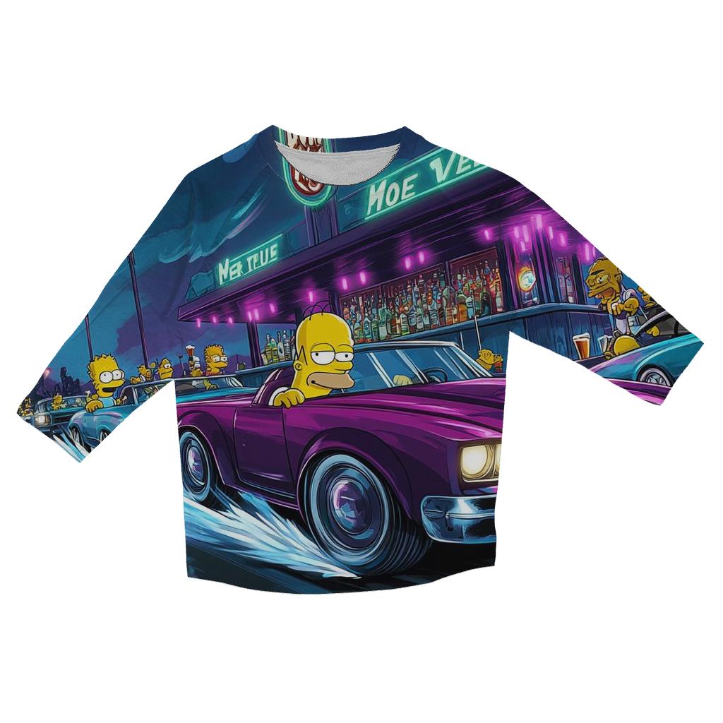 Moes Midnight Street Race casual three quarter sleeve shirts