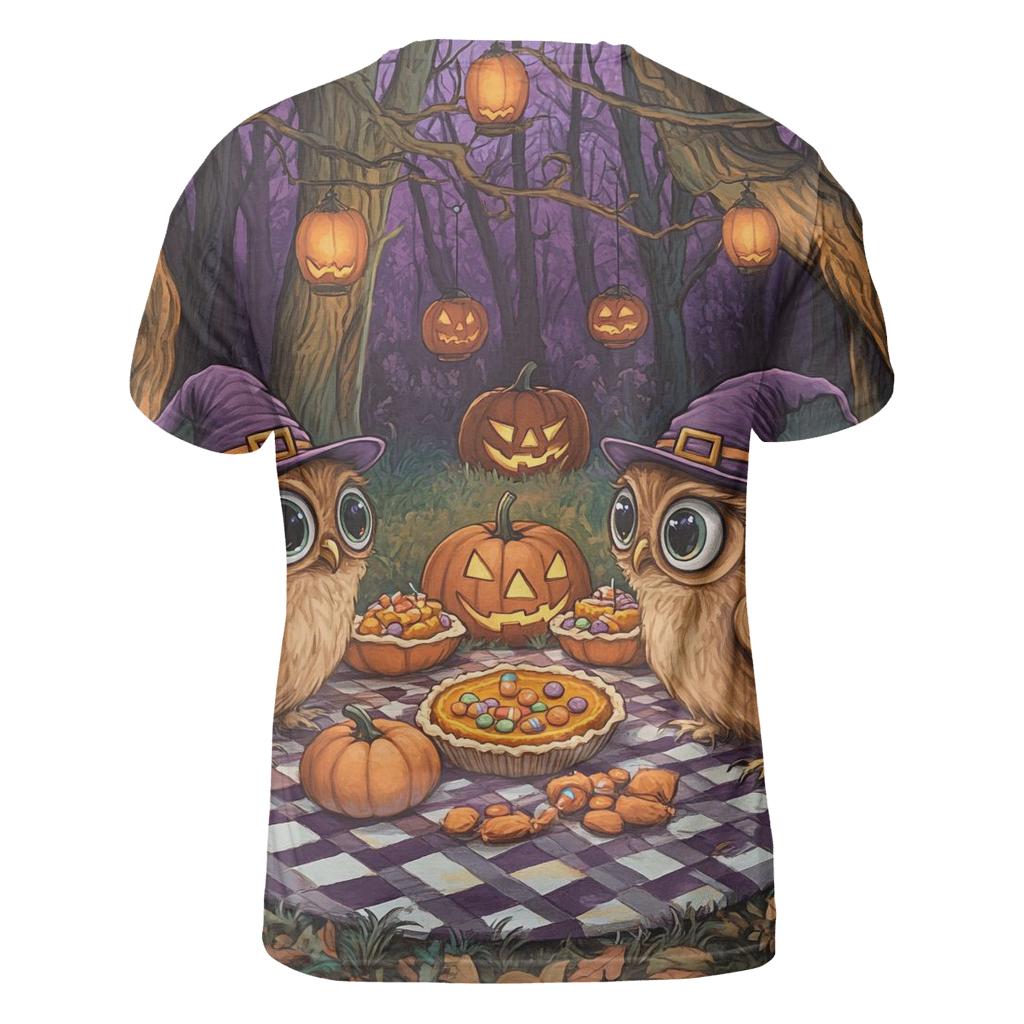 Forest Picnic With Halloween Owls creative print fashion shirts