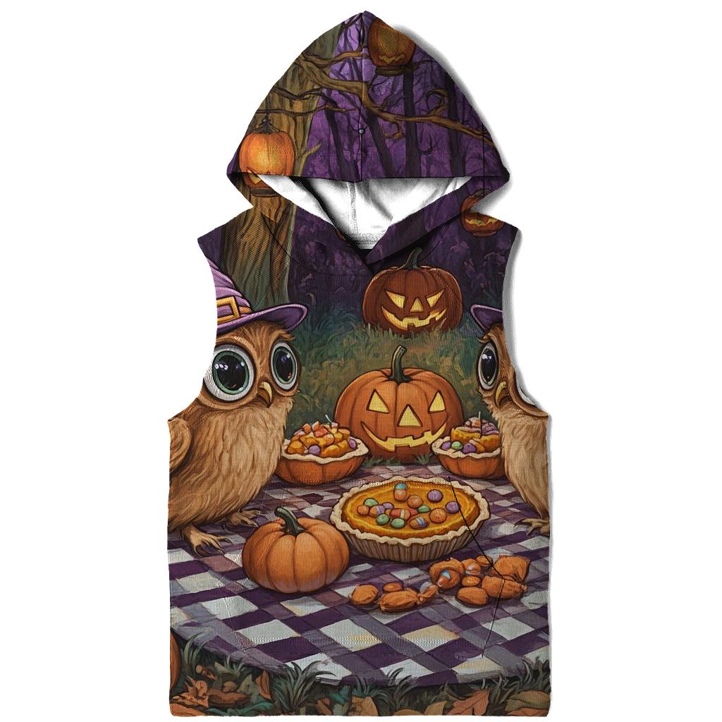 Forest Picnic With Halloween Owls zip-up hoodies