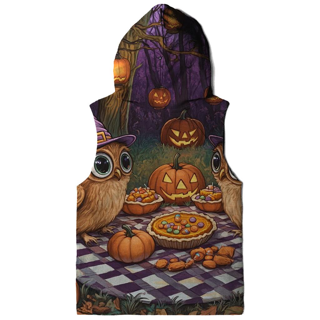 Forest Picnic With Halloween Owls zip-up hoodies